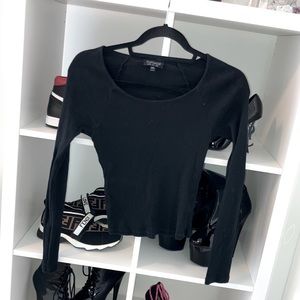 TOPSHOP basic long sleeve top, black